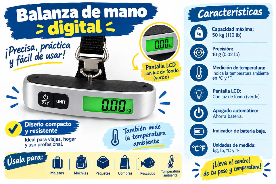 BALANZA INTELIGENTE DE MANO, pesa donde quieras, cuando quieras